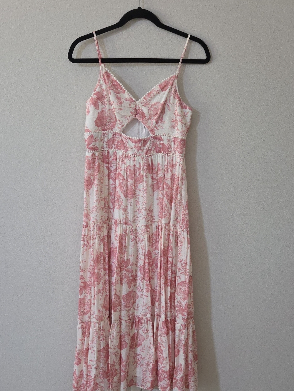 Trixxi White and Pink Floral Dress with Front Cutout